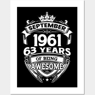 September 1962 62 Years Of Being Awesome 62nd Birthday Posters and Art